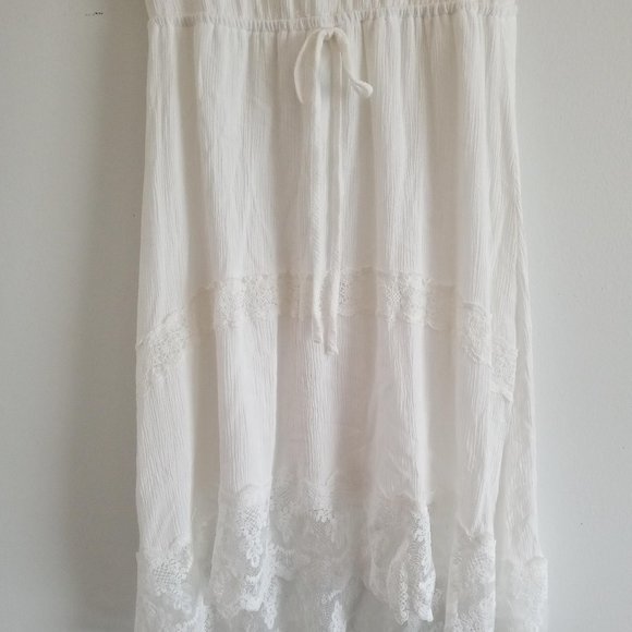 Maurices Hi-Low Prairie V-Neck White Dress M - Picture 9 of 14